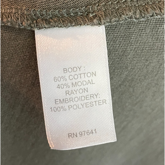 Women 2X J.Jill Floral Embroidered Cotton Blend Long Sleeve Green Crewneck Shirt - Picture 5 of 5